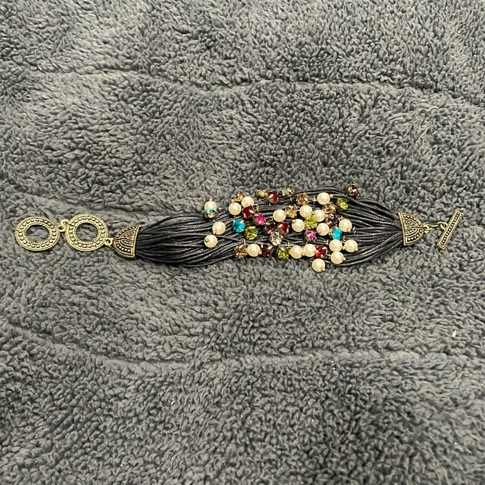 Multi-Strand Toggle Bracelet Pearl & Crystal — Gorgeous